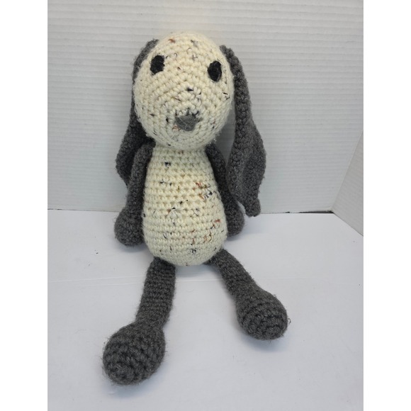 Handmade Other - Handmade Crochet‎ Bunny Rabbit Plush Stuffed Animal Floppy Ears Gray Cream 16in